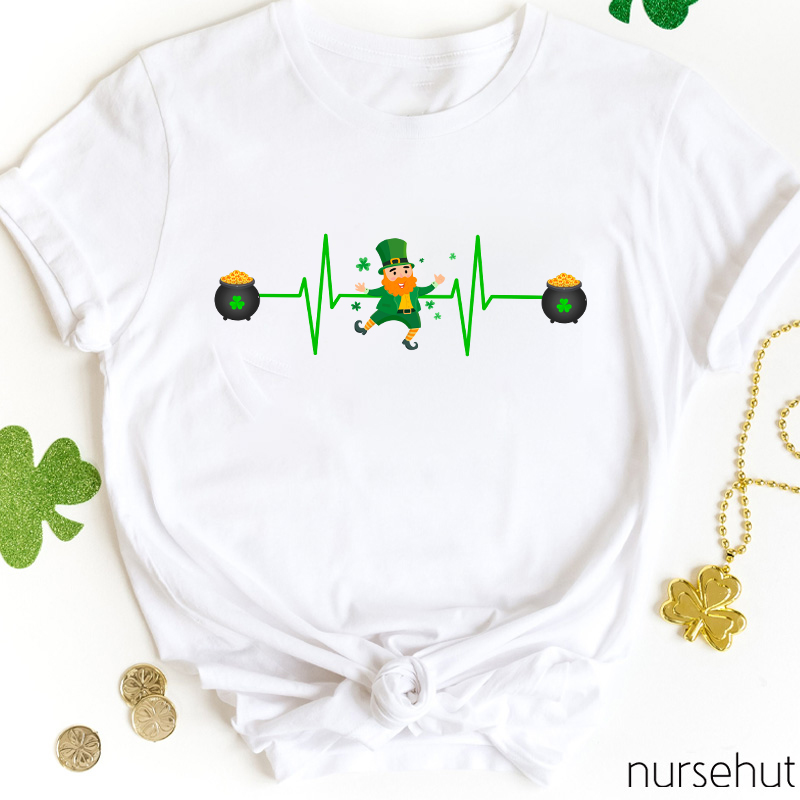Leprechaun Golden Coins Wave Nurse T-Shirt