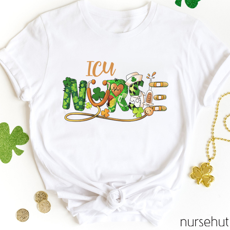 Personalized Lucky Clover Nurse T-Shirt