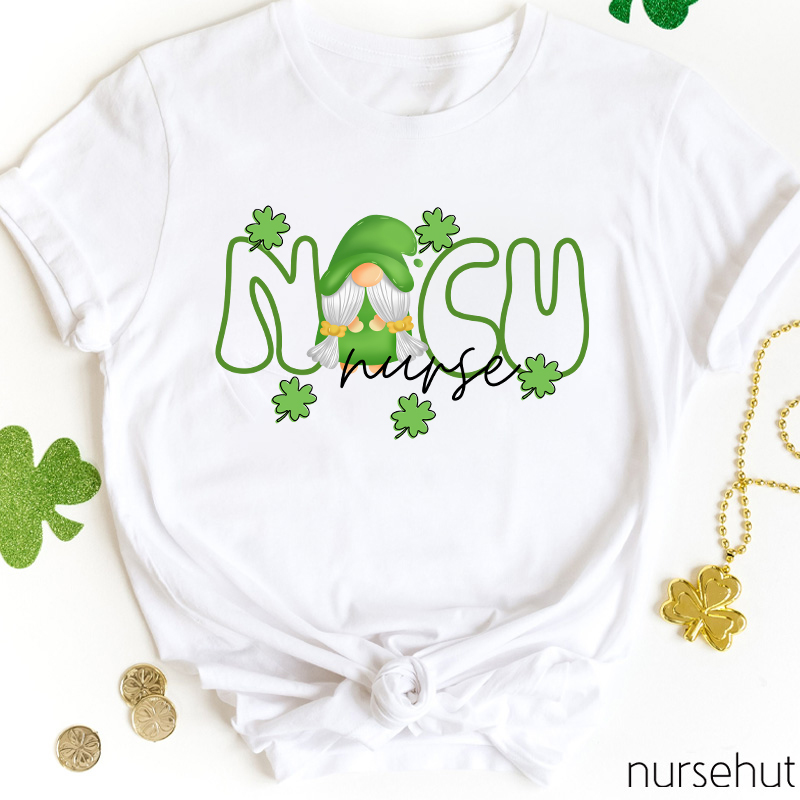 NICU Clover Gnome Nurse T-Shirt