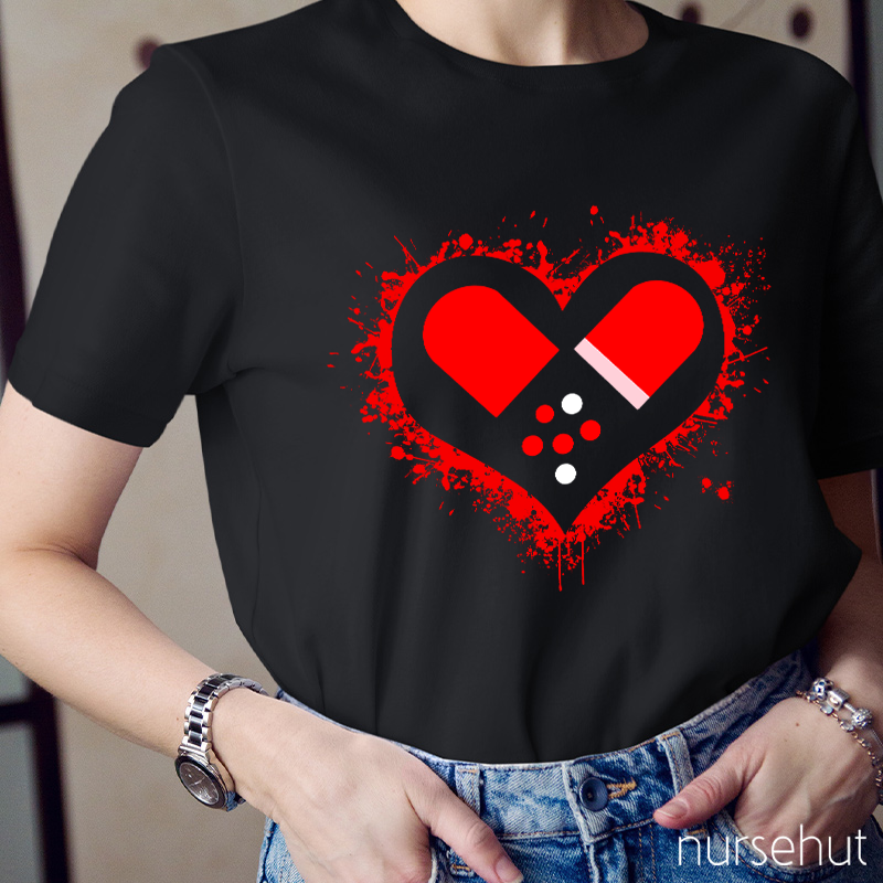 Pharmacist Red Heart Nurse T-Shirt