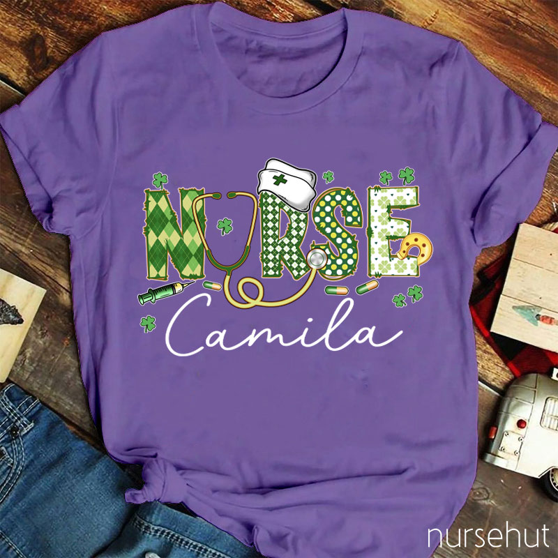 Personalized Name Clover Nurse T-Shirt