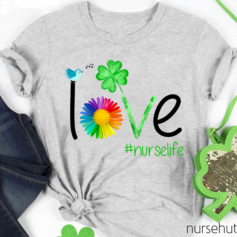 Nurselife Love Clover Nurse T-Shirt