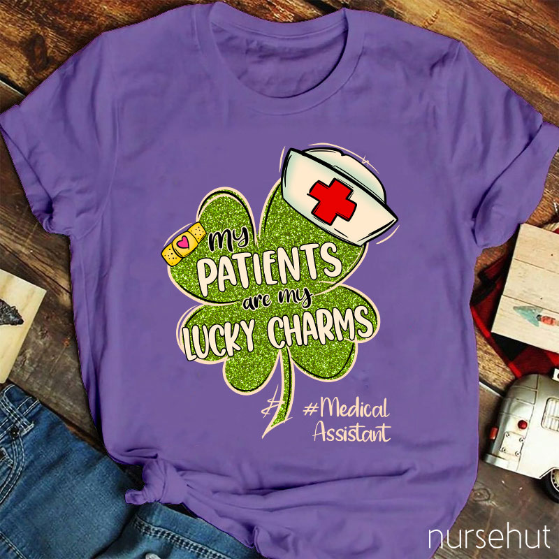 Personalized Title Shamrock My Patients Are My Lucky Charms Nurse T-Shirt