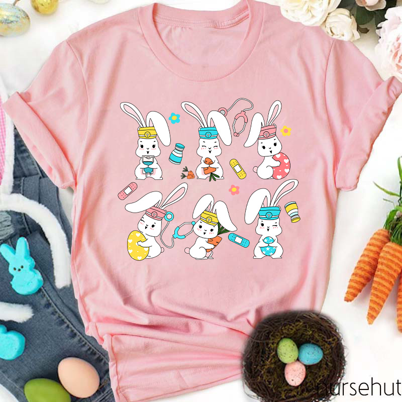 Six Bunny Nurses Easter Nurse T-Shirt