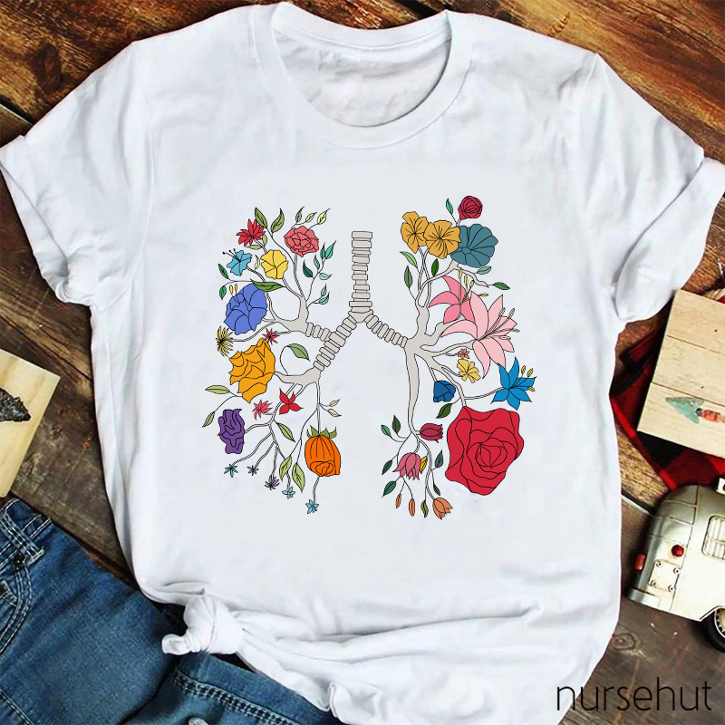 Floral Lungs Nurse T-Shirt