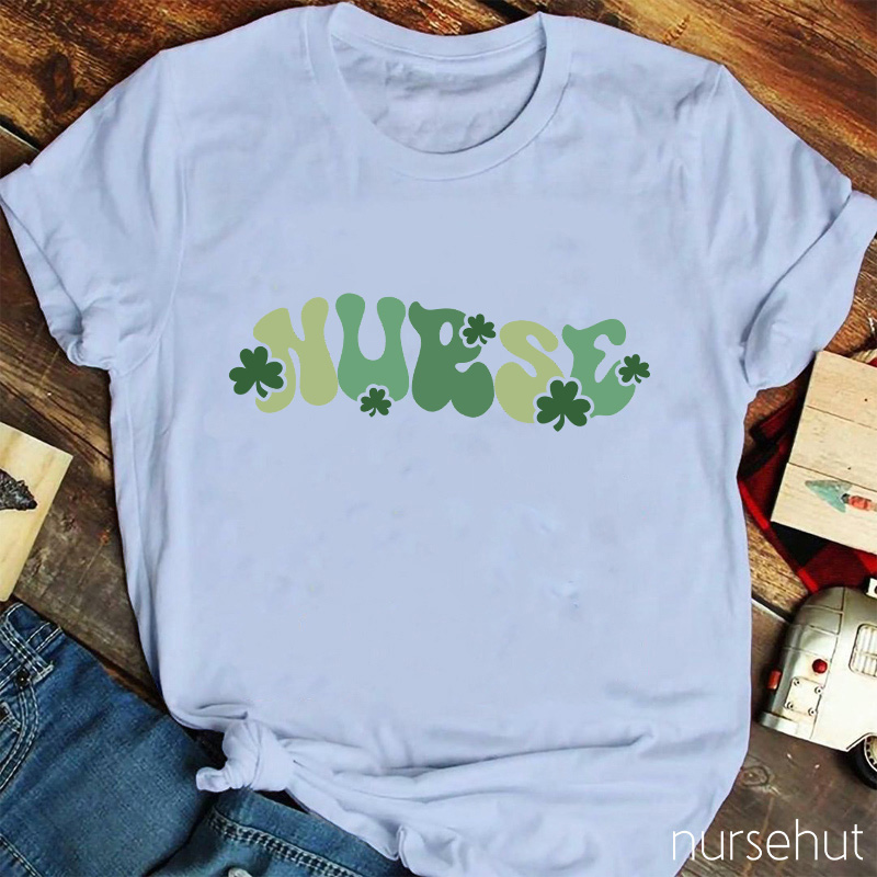 Green Nurse Clovers Nurse T-Shirt