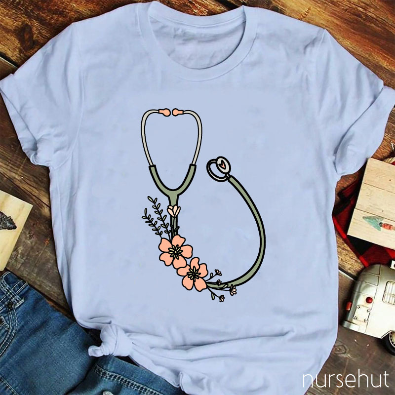 Flower Stethoscope Nurse T-Shirt