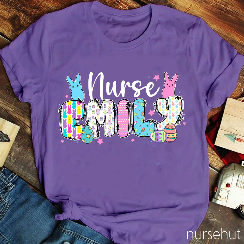 Personalized Bunny Nurse Name Nurse T-Shirt