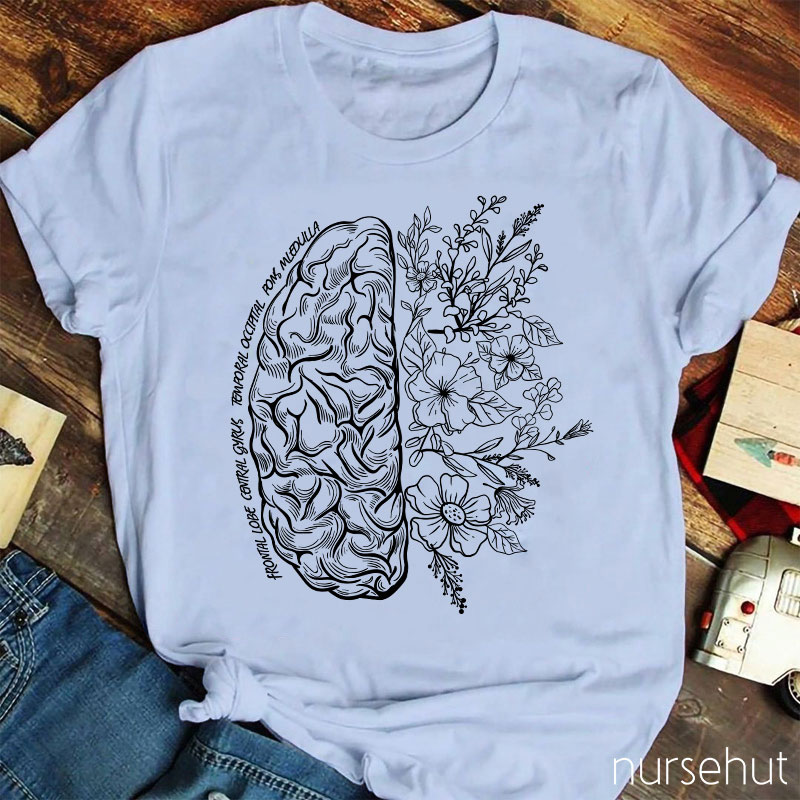 Half Brain And Flower Nurse T-Shirt