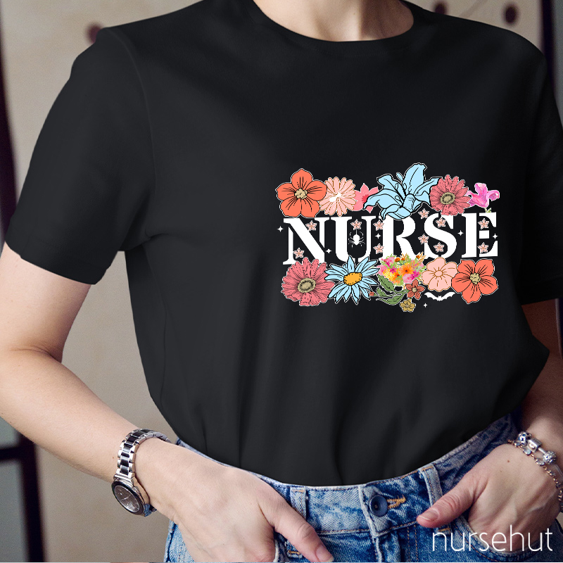 Nurse Surrounding By Flower Nurse T-Shirt