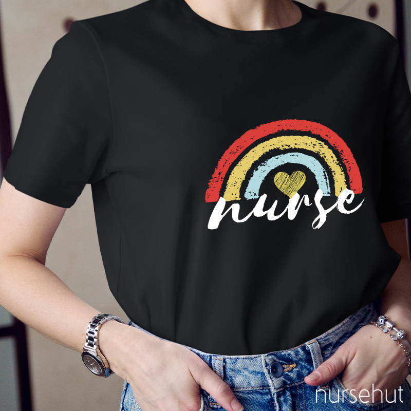 Rainbow And Heart Nurse T-Shirt