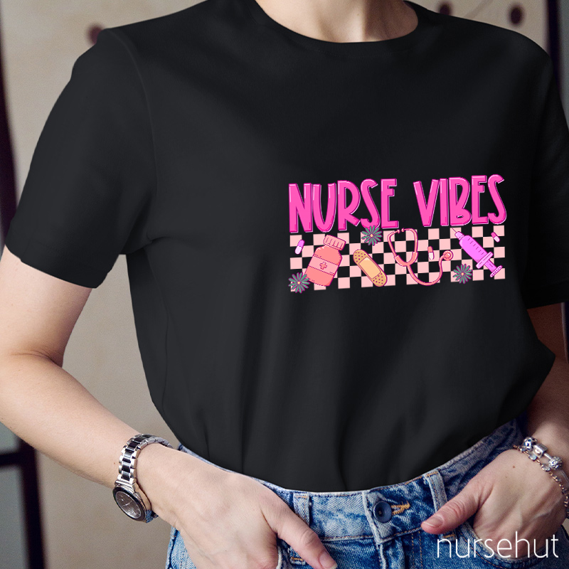 Nurse Life Pink Checkerboard Nurse T-Shirt