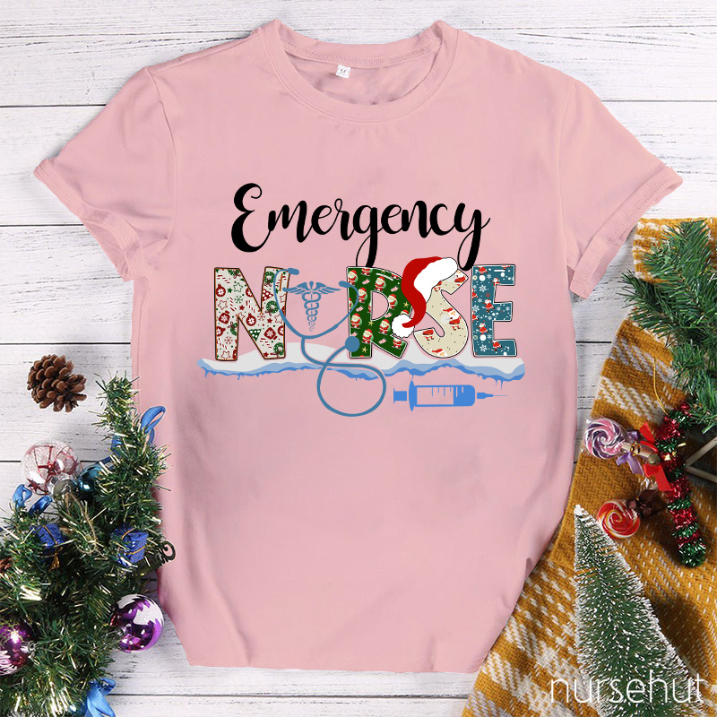 Emergency Nurse Christmas Hat Nurse T-Shirt