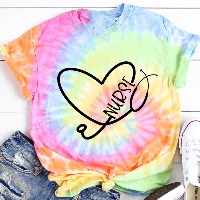 Love Stethoscope Nurse Tie-dye T-Shirt