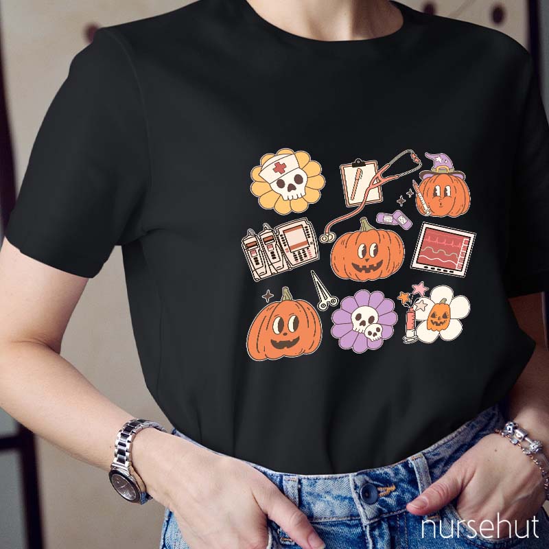 Halloween Pumpkins Nurse Life Nurse T-Shirt