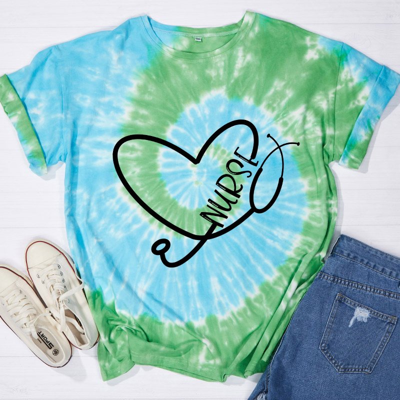 Love Stethoscope Nurse Tie-dye T-Shirt