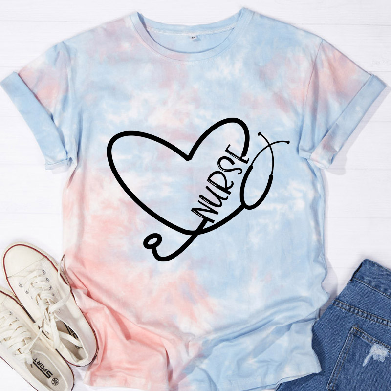 Love Stethoscope Nurse Tie-dye T-Shirt