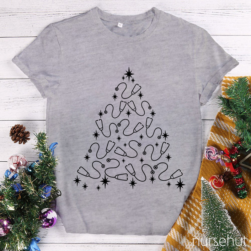 Christmas Tree Made Of Stethoscopes Nurse T-Shirt
