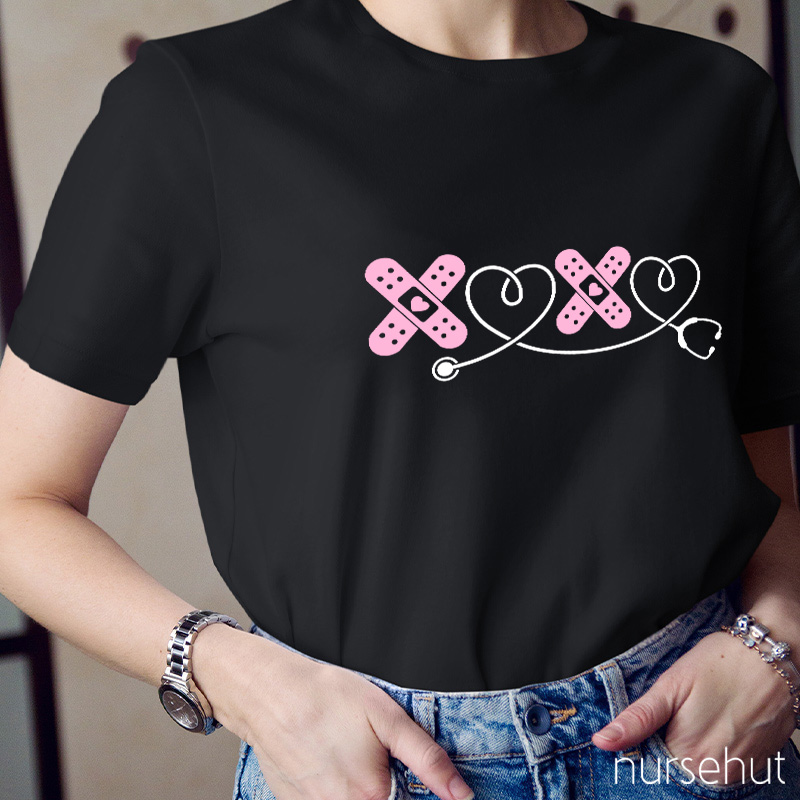 Band-Aid Stethoscope Heart Nurse T-Shirt