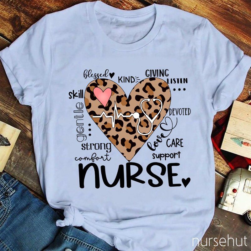 Leopard Excellent Quality Nurse T-Shirt