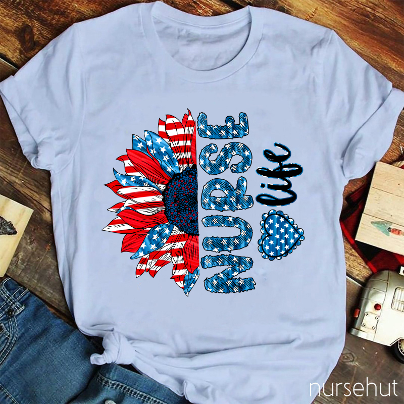 National Flag Sunny Flower Nurse T-Shirt
