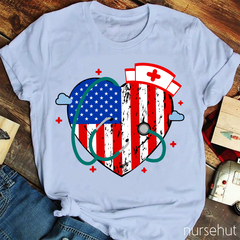 Independence Day Heart Nurse T-Shirt