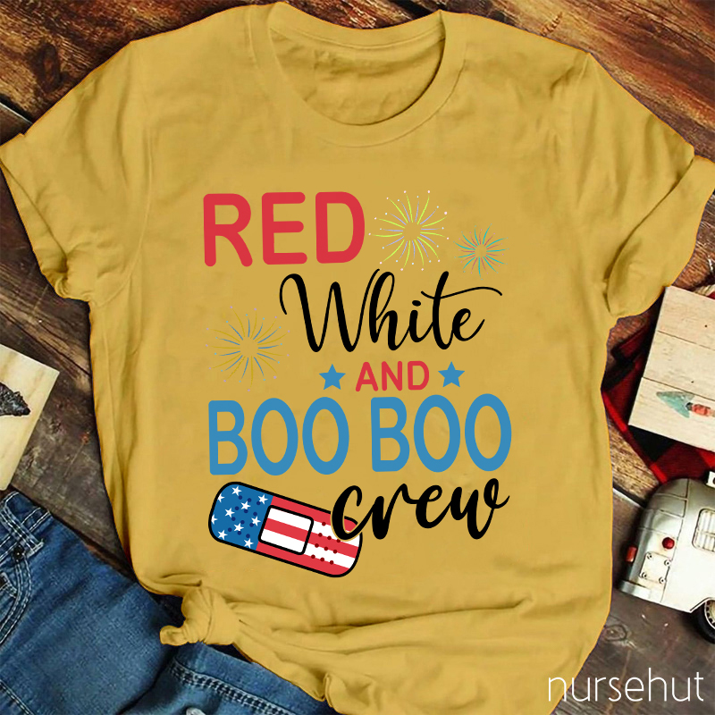Independence Day Red White And Boo Boo Nurse T-Shirt