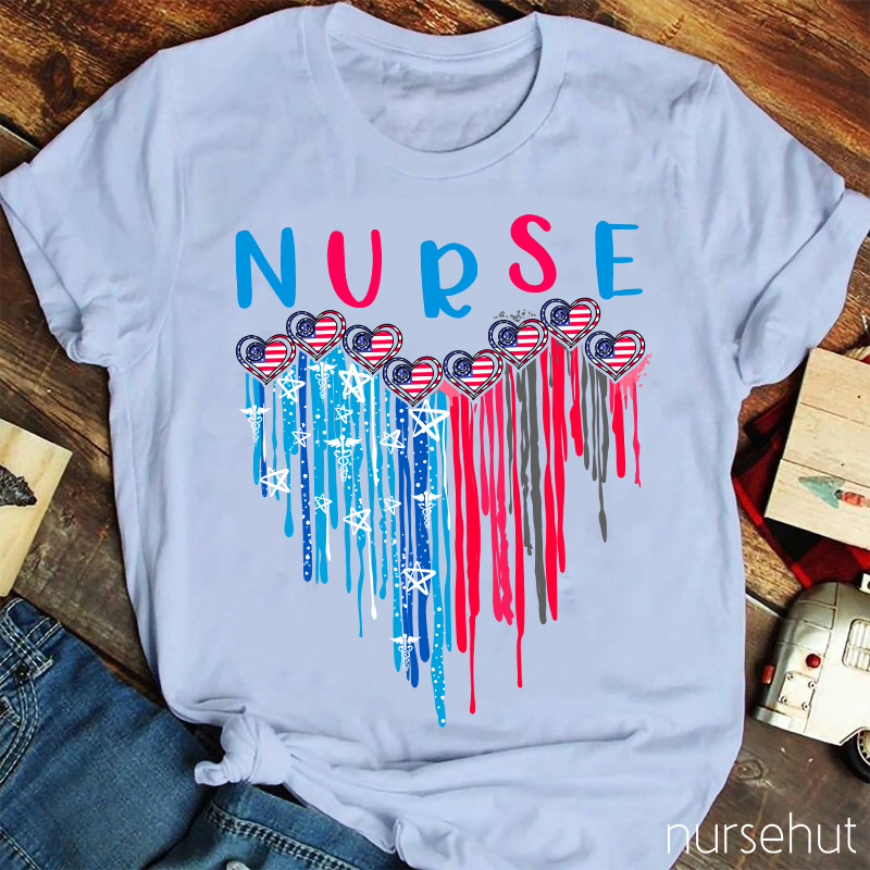 Independence Day Heart Flag Nurse T-Shirt