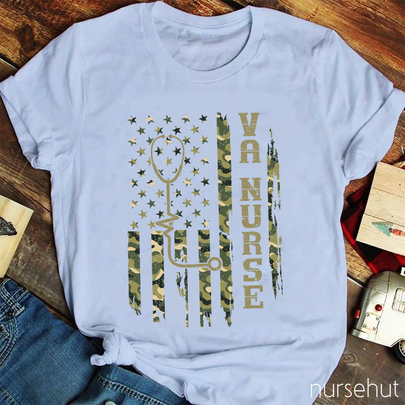 Camouflage Flag VA Nurse T-Shirt