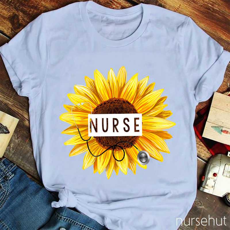 Sunflower And Stethoscope Nurse T-Shirt