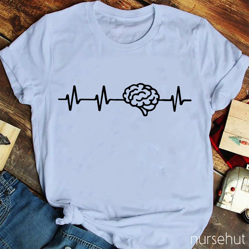 Funny Brain Heartbeat Nurse T-Shirt