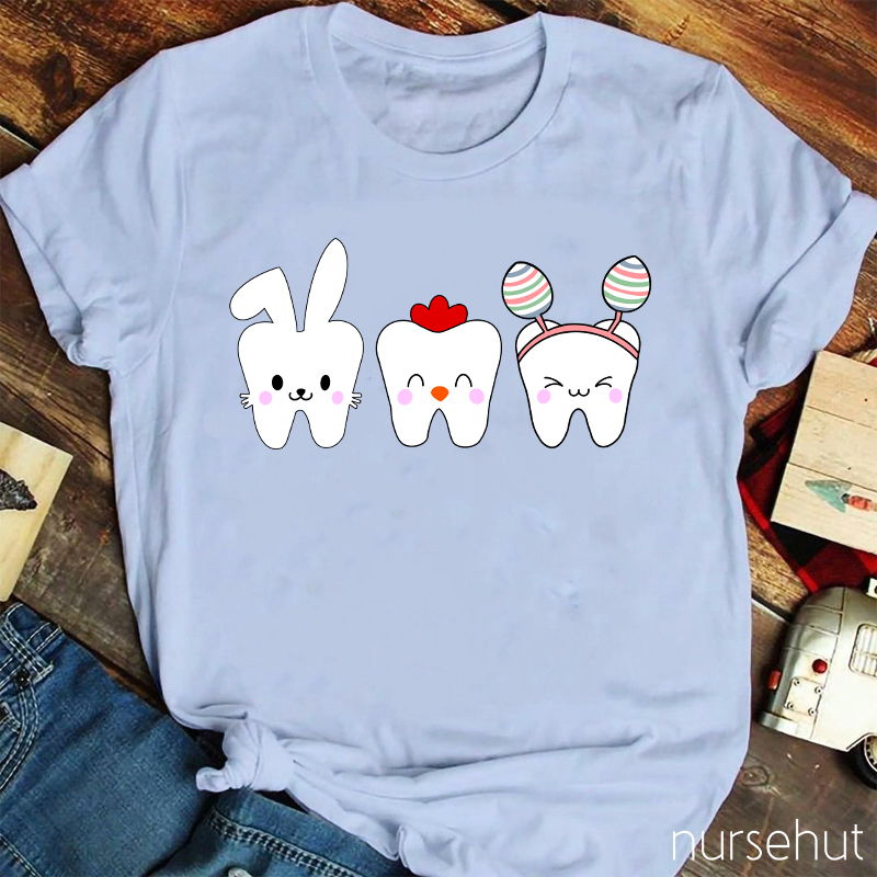 Tooth Bunny Chick Easter Nurse T-Shirt