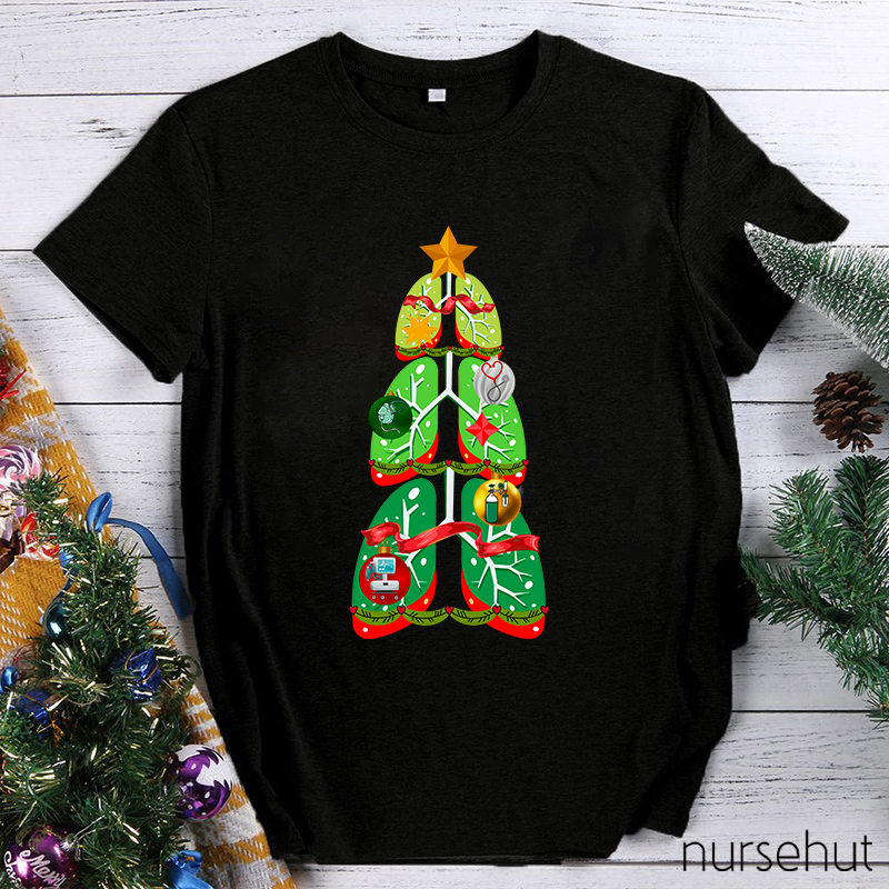 Christmas Lung Tree Medical Equipments Nurse T-Shirt