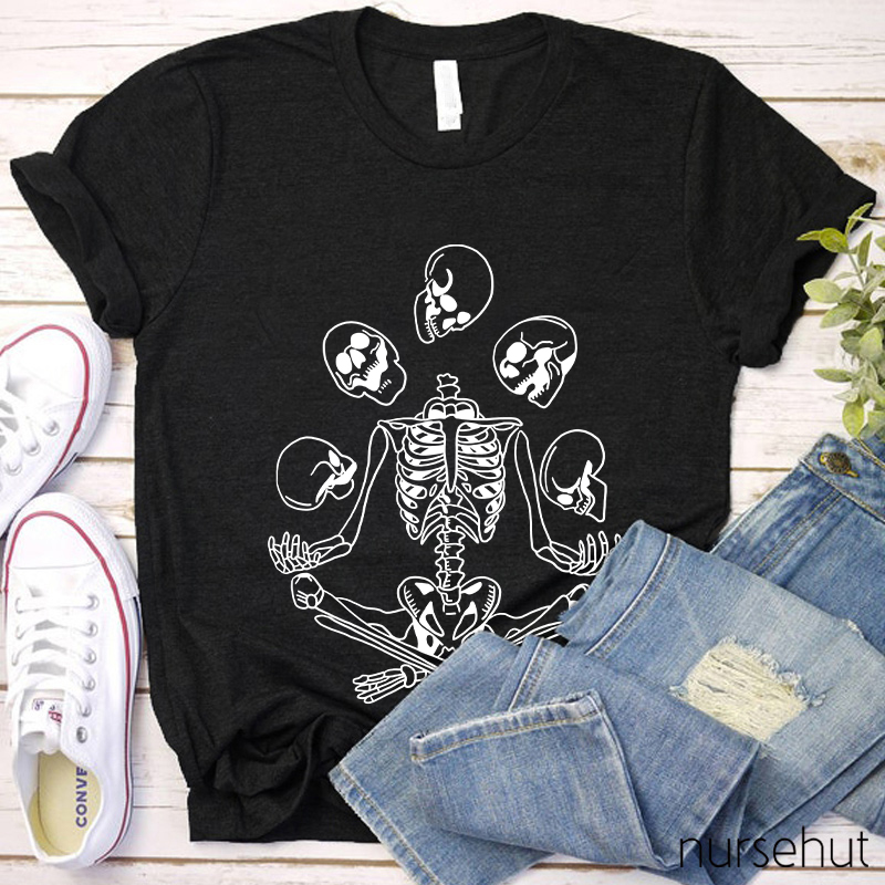 Halloween Sitting Skull Nurse T-Shirt