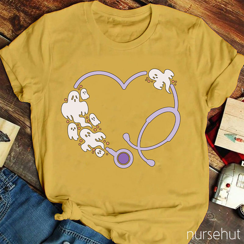 Ghost Stethoscope Heart Nurse T-Shirt