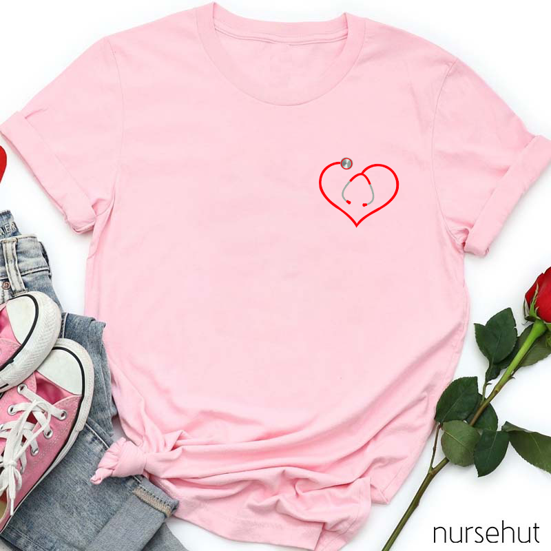 Heart-Shaped Stethoscope Nurse T-Shirt