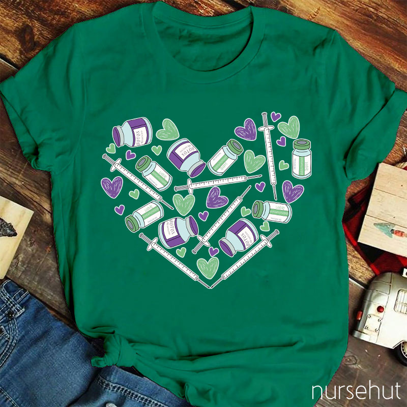 Heart-Shaped Botox And Syringe Nurse T-Shirt