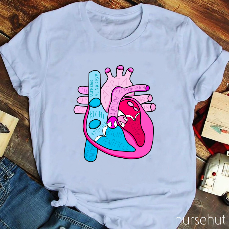 Cardiology Anatomy Of Heart Nurse T-Shirt