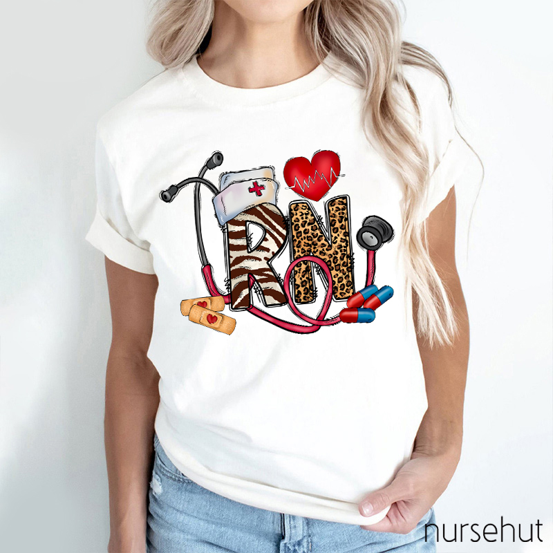 Leopard Print RN Nurse T-Shirt