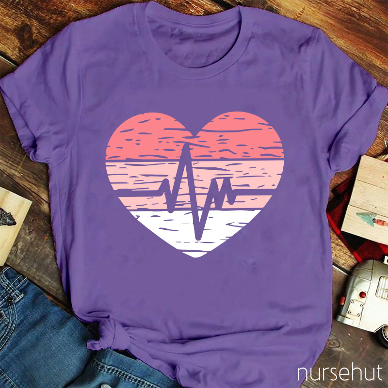 Heartbeat Wave In Heart Nurse T-Shirt