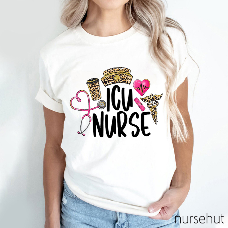 Leopard ICU Nurse T-shirt