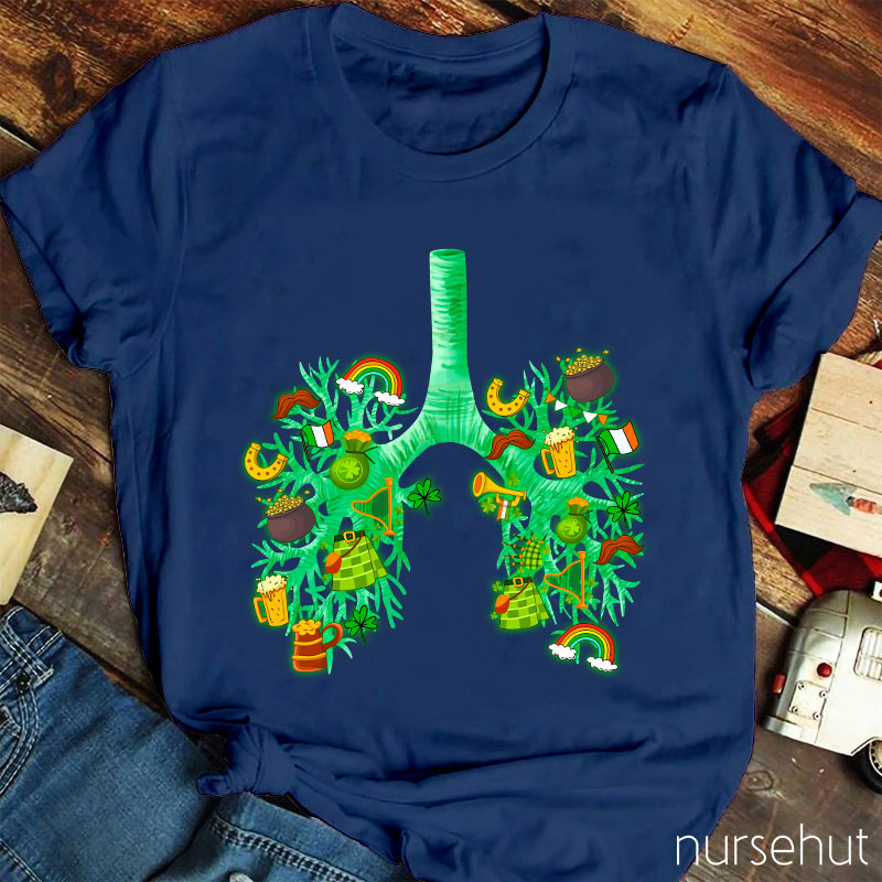 St. Patrick's Day Lung Tree Nurse T-Shirt