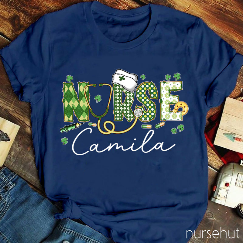 Personalized Name Clover Nurse T-Shirt