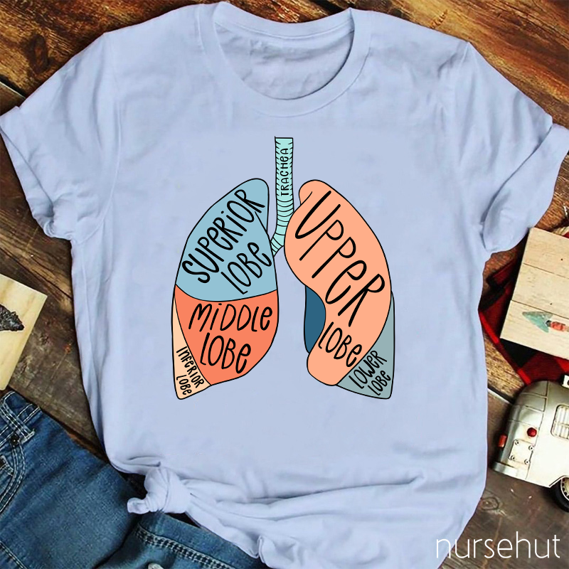 Anatomy Of Lung Superior Lobe Middle Lobe Inferior Lobe Upper Lobe Lower Lobe Nurse T-Shirt