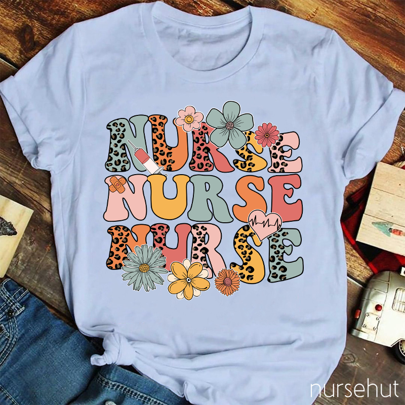 Spring Half-Leopard Nurse T-Shirt