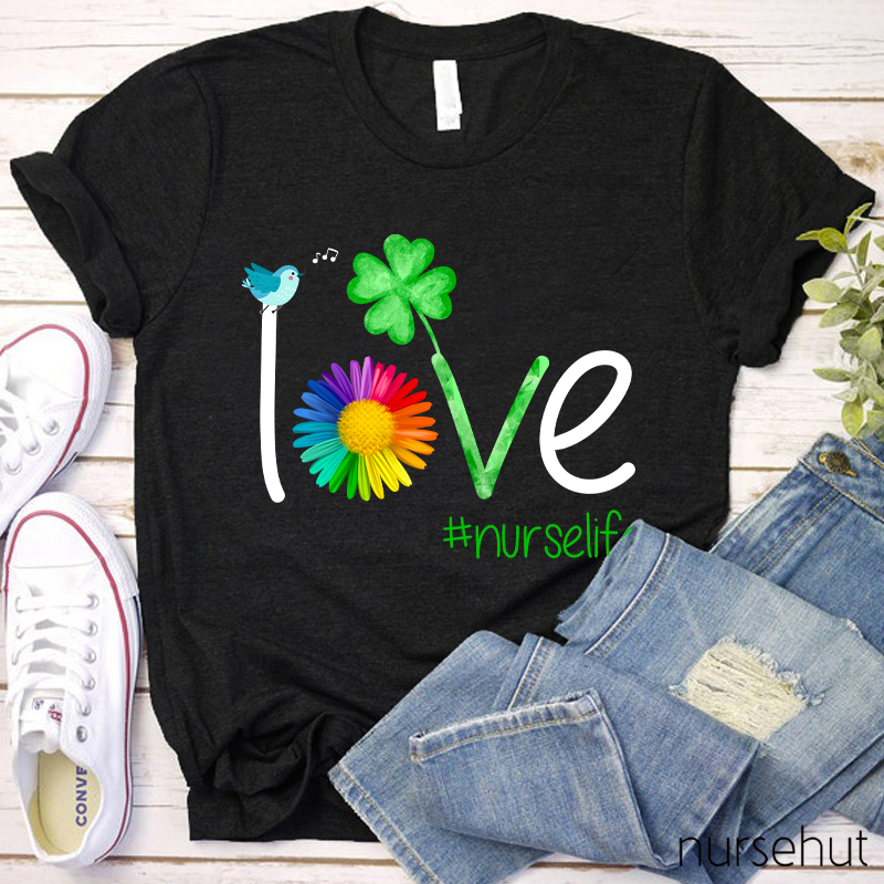 Nurselife Love Clover Nurse T-Shirt