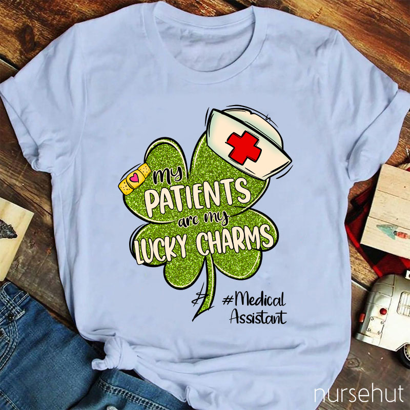 Personalized Title Shamrock My Patients Are My Lucky Charms Nurse T-Shirt