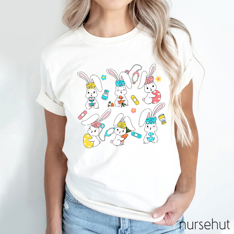 Six Bunny Nurses Easter Nurse T-Shirt