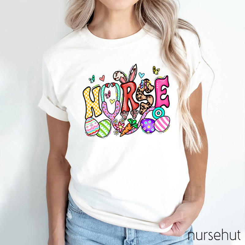 Easter Nurse Bunny Ears Eggs Carrot Nurse T-Shirt