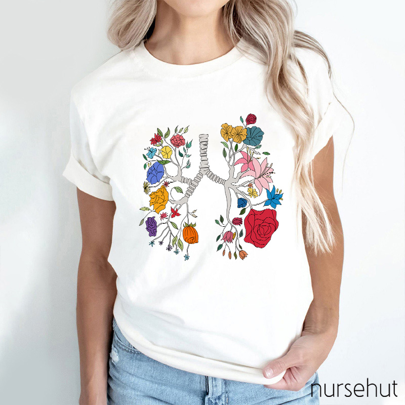 Floral Lungs Nurse T-Shirt